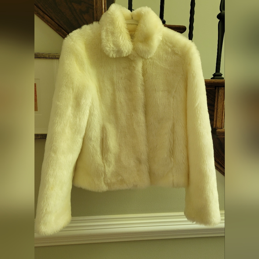 White House Black Market Off-White Teddy Jacket